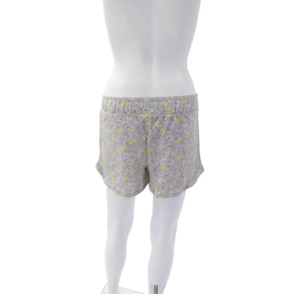 Emerson Road Womens Floral Print Crew Neck Sleep Shirt Pajama Set Gray Size S